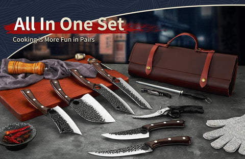 DRGSKL Serbian Knife Set full tang balance supports comfortable prep.