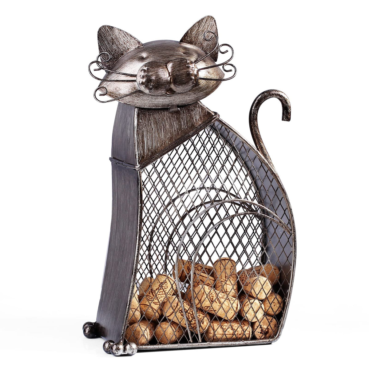 Drincarier cat decor cork holder on tabletop for stylish cork storage