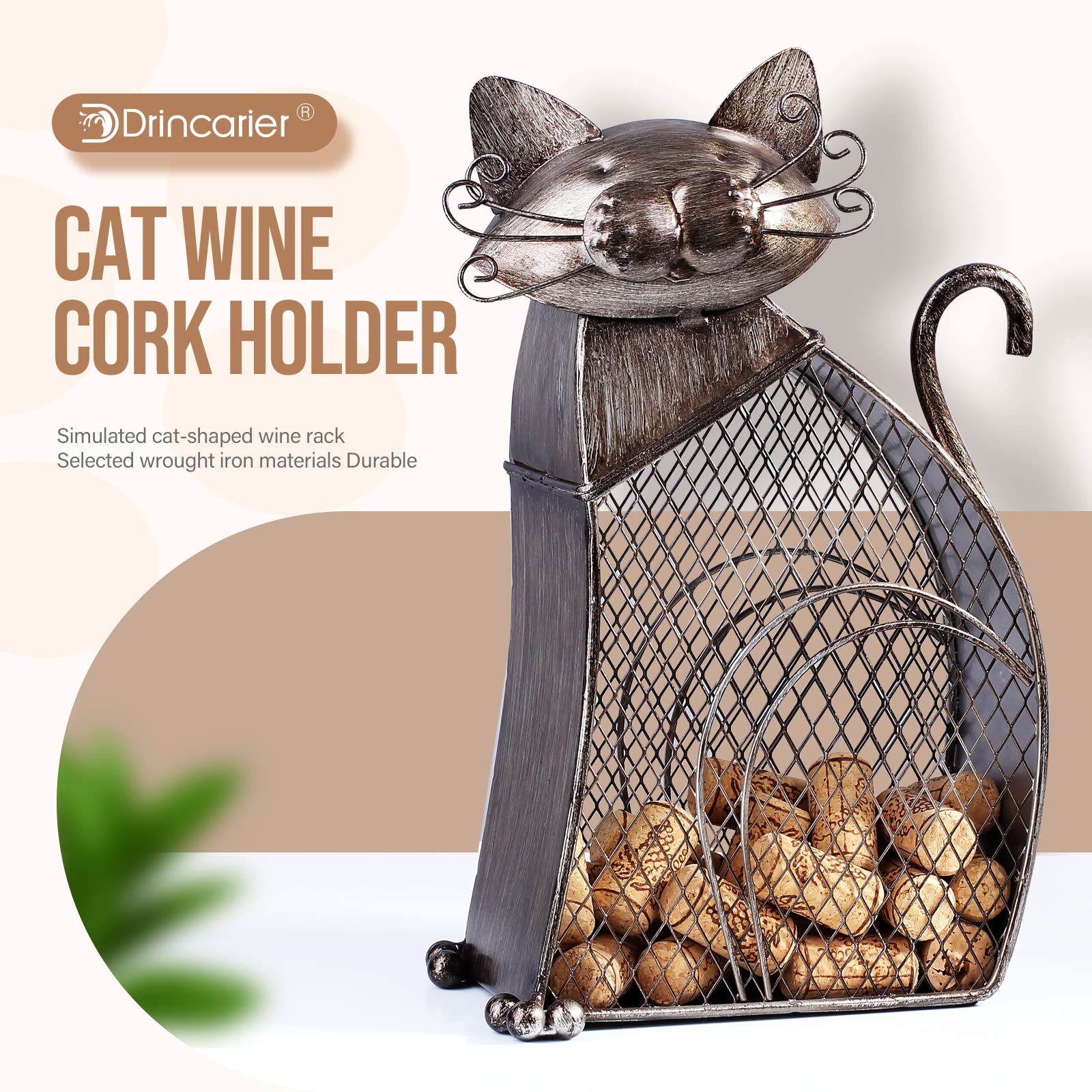 Drincarier curved-tail cat wine holder as a decorative accent