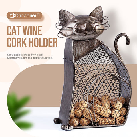 Drincarier curved-tail cat wine holder as a decorative accent