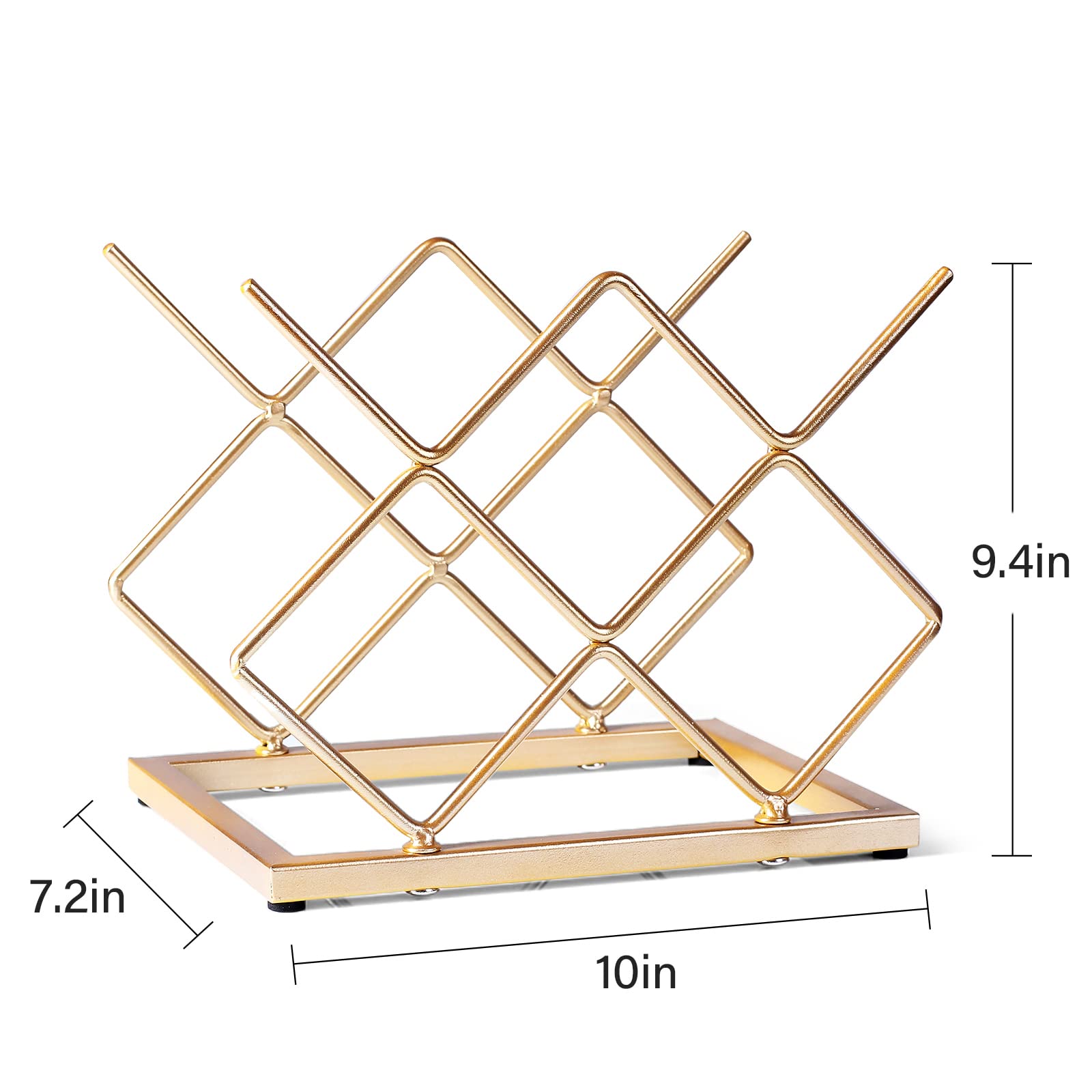 Drincarier gold metal wine holder adds elegant on-counter storage.