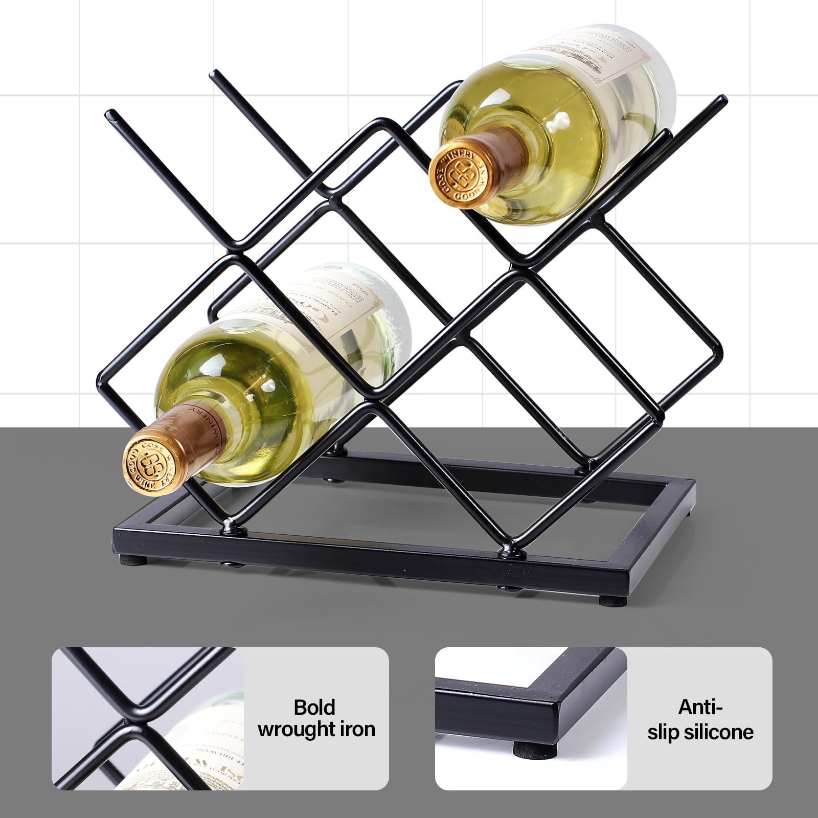 Drincarier sturdy iron construction provides stable storage without wobble.