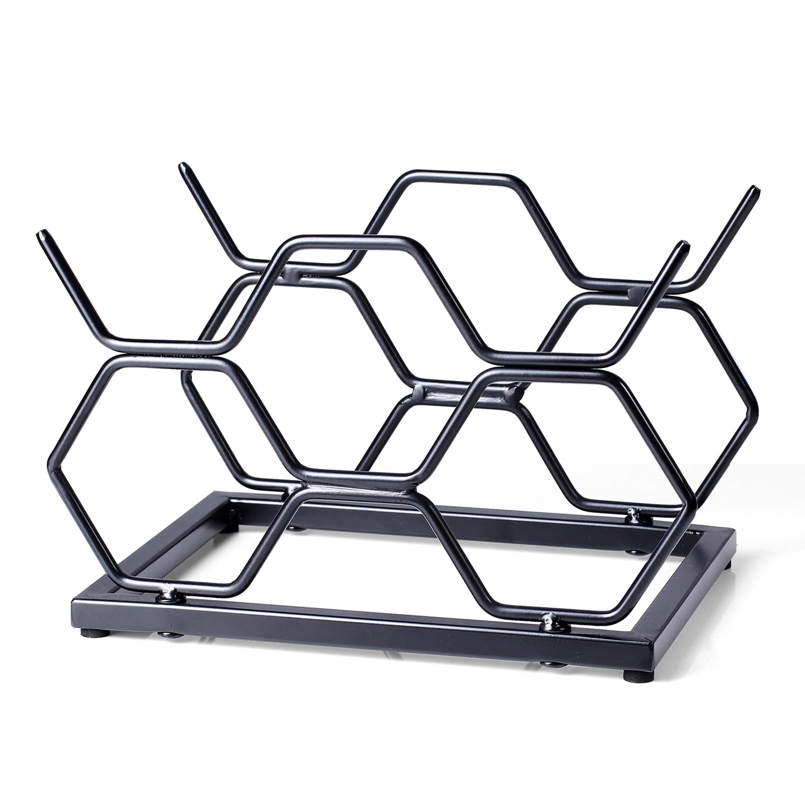 Drincarier tabletop display supports wine bottles stylishly on countertops.