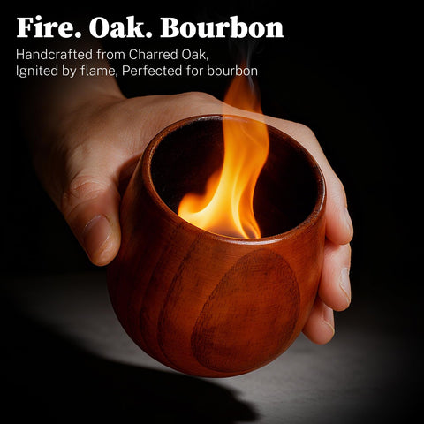 DrinkSay Charred Oak Glass interior view, showing natural insulation that keeps whiskey cool.