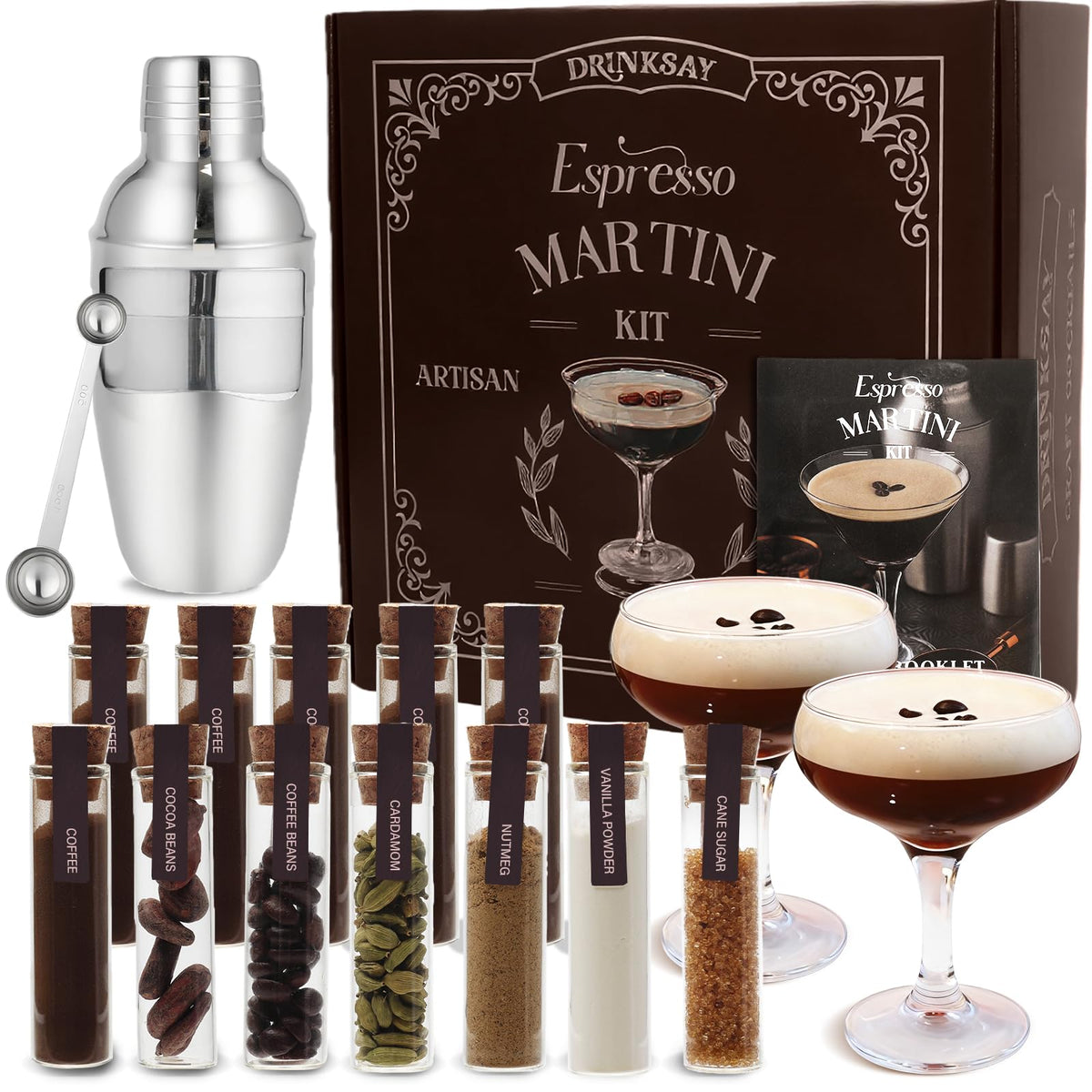 DrinkSay Espresso Martini Kit shaker for pro-grade mixing at home