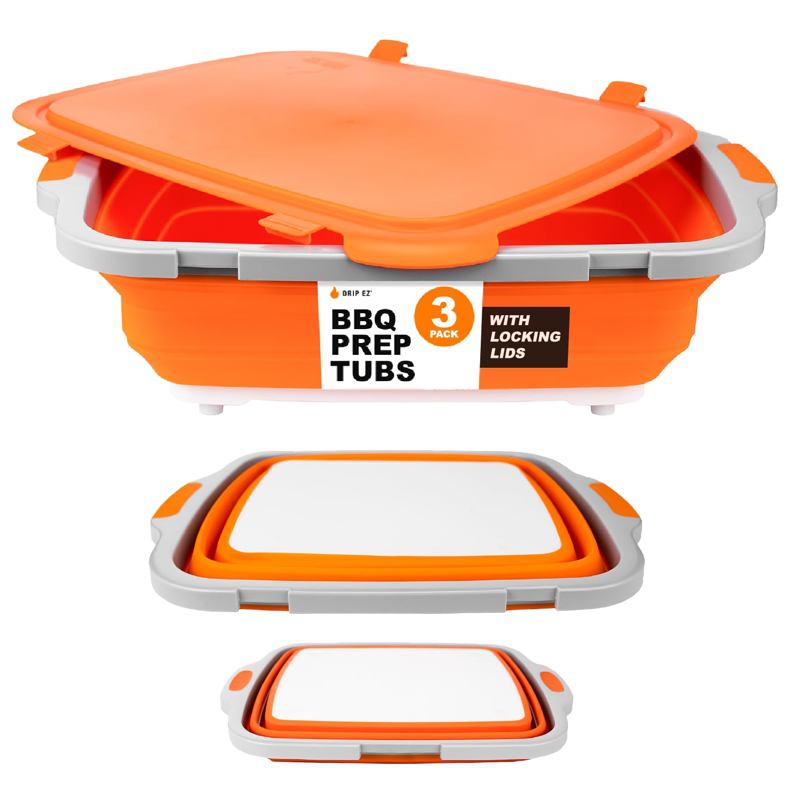 Drip EZ collapsible Jr tub for compact meal prep and transport.