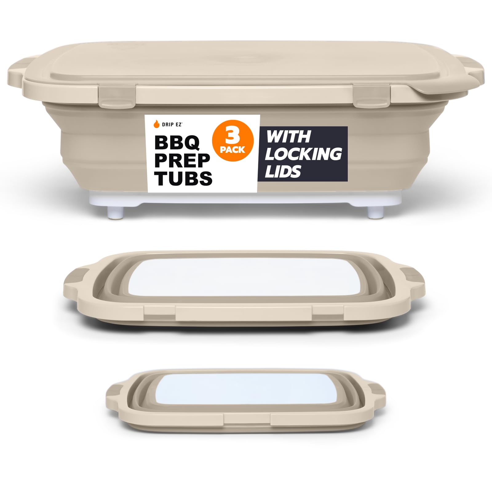 Drip EZ collapsible prep tubs nested set for space-saving kitchen organization