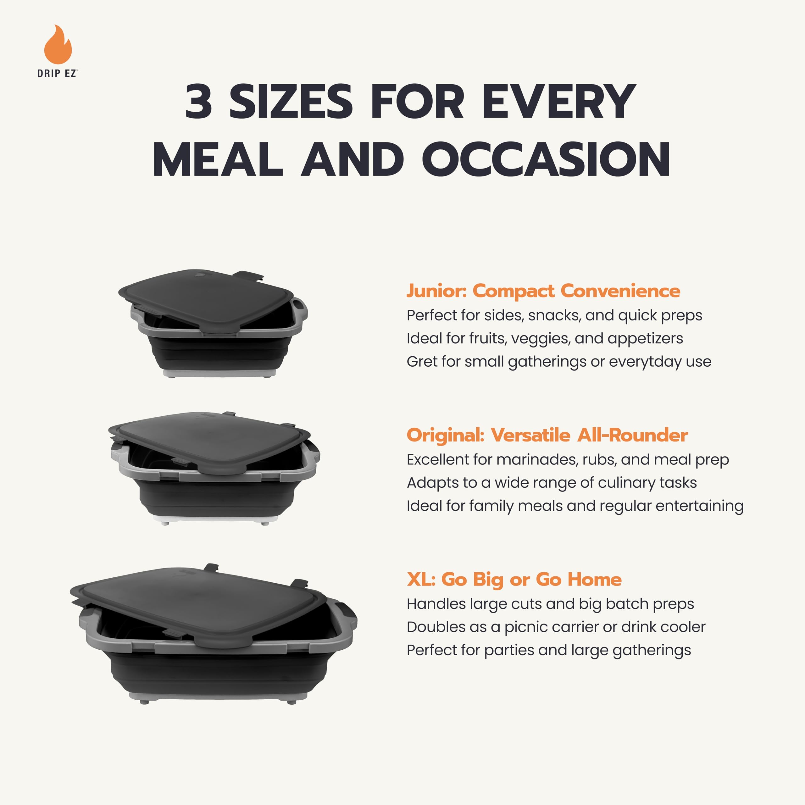 Cutting board accessory shown with Drip EZ tubs for on-counter prep