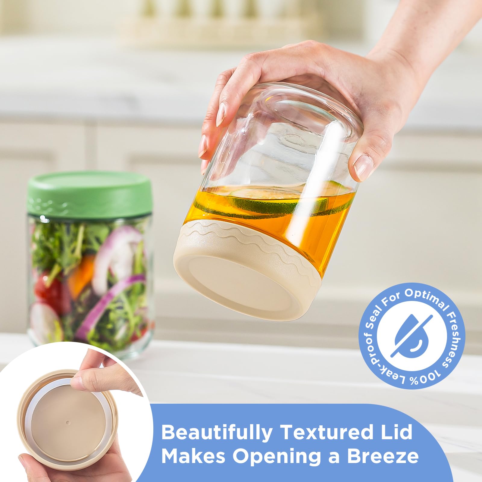 DRKIO clear BPA-free glass showcases contents while preserving freshness.