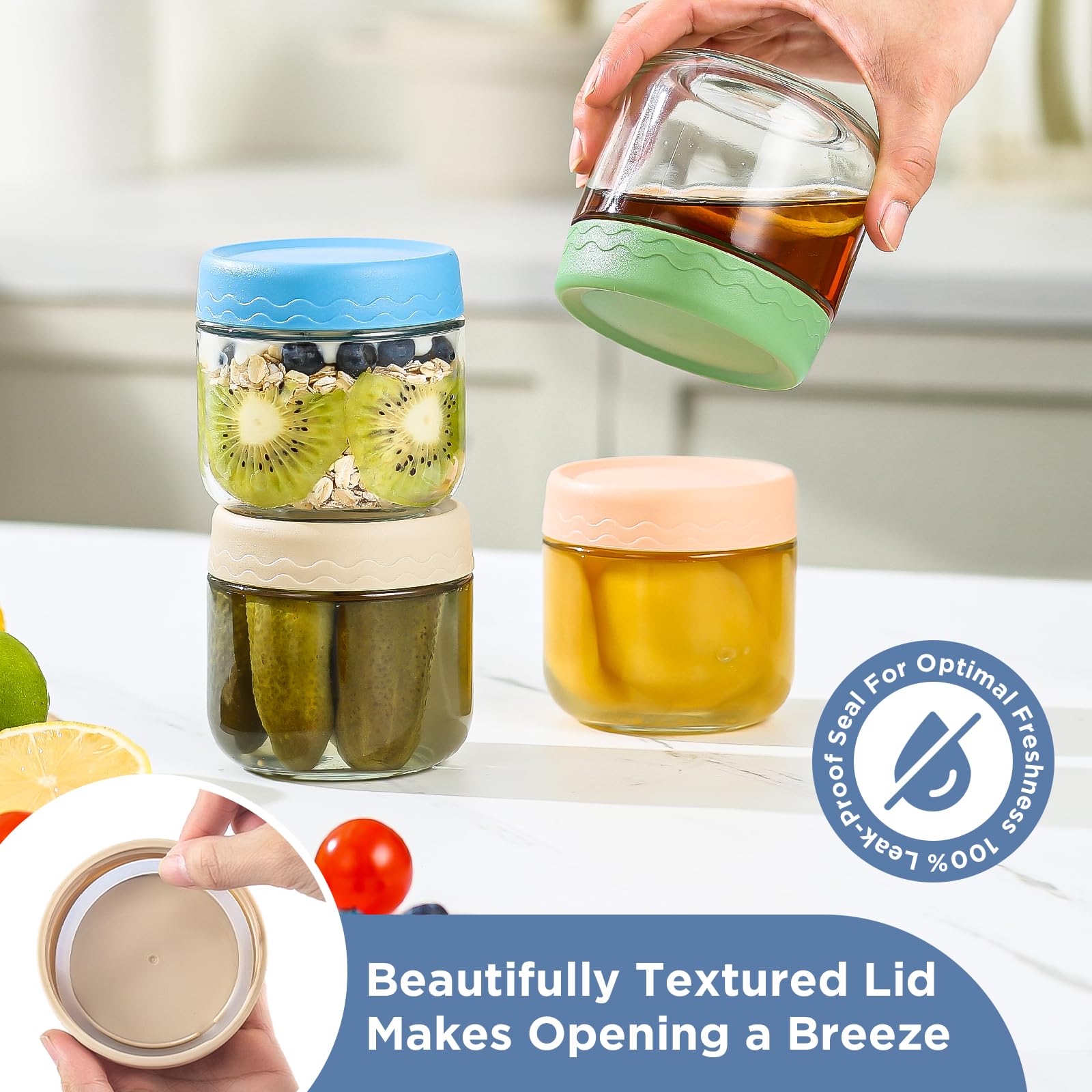 DRKIO clear BPA-free glass preserves contents while showing inside.