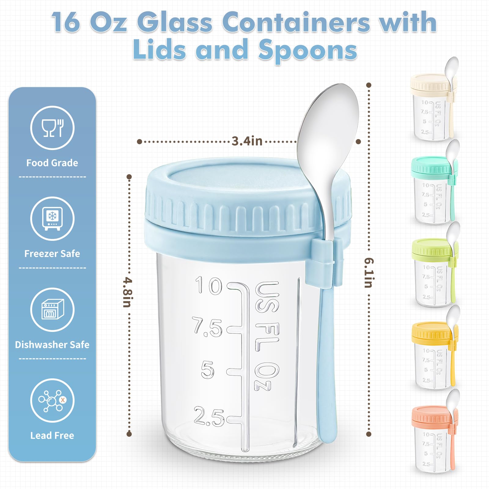 DRKIO glass mason jar 16oz ready for organized meal prep.