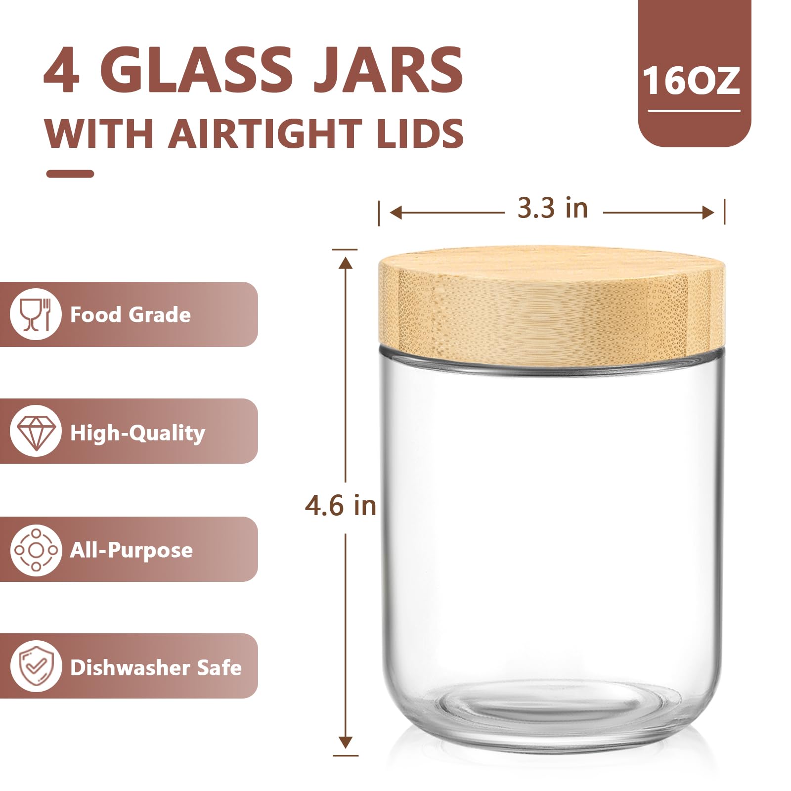 DRKIO glass storage jar with airtight lid keeps contents fresh