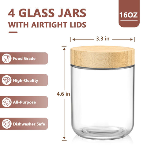DRKIO glass storage jar with airtight lid keeps contents fresh