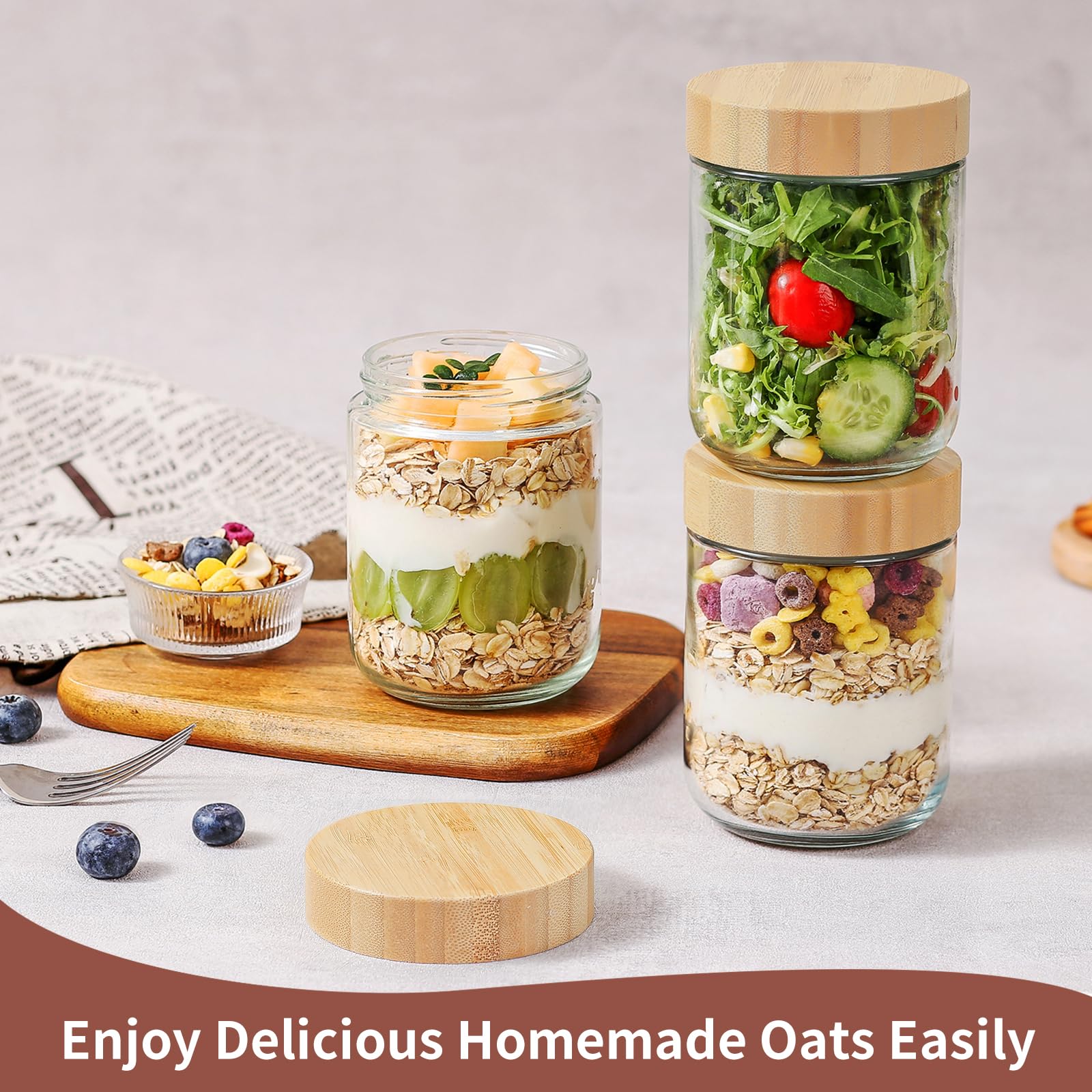 DRKIO natural bamboo lid adds elegant, durable kitchen storage
