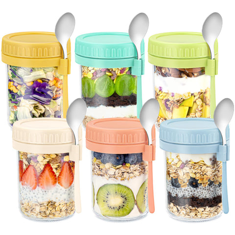 DRKIO overnight oats jar with lid for mess-free on-the-go breakfasts.