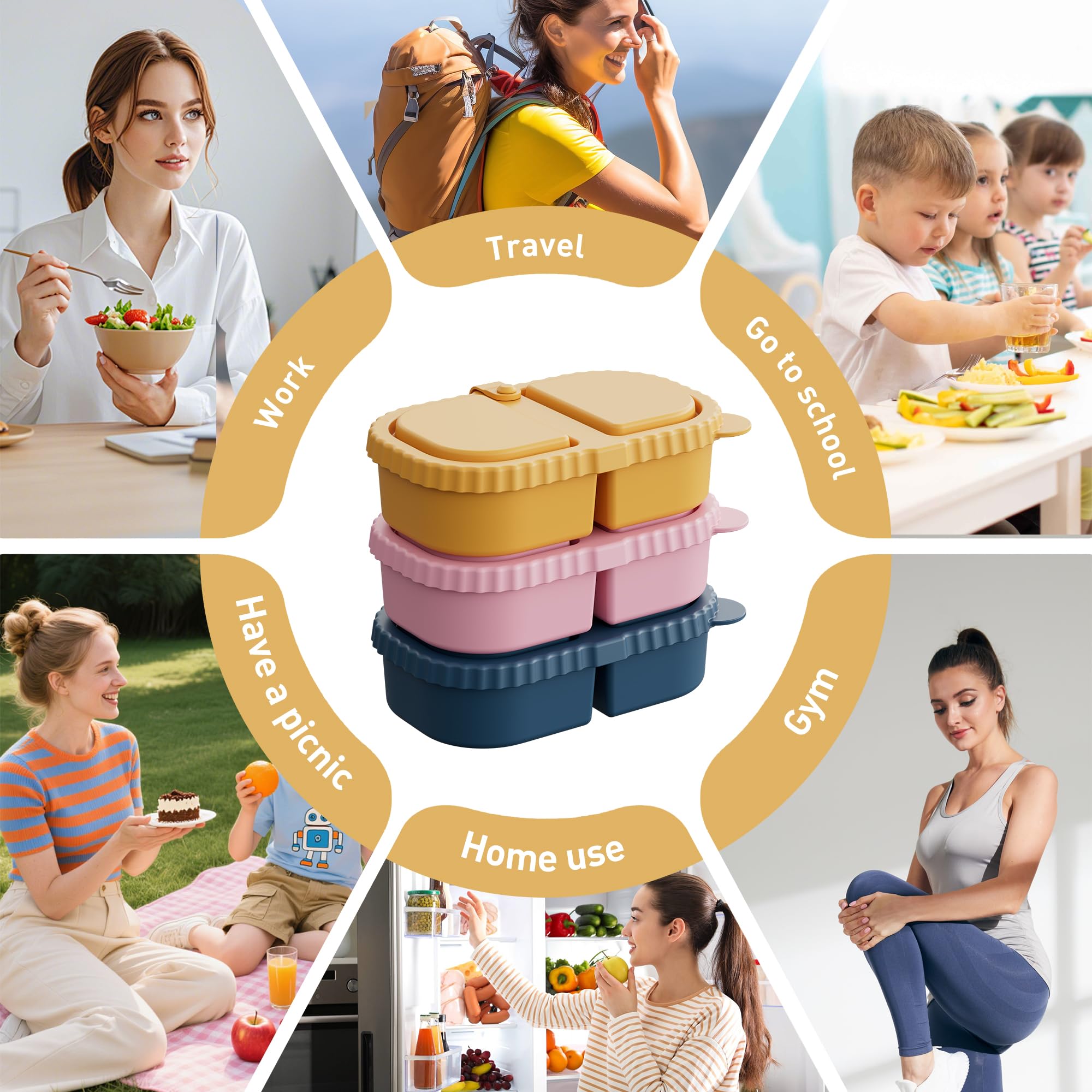 DRNKNSTX vibrant color trio encourages organized lunch prep and portion control.