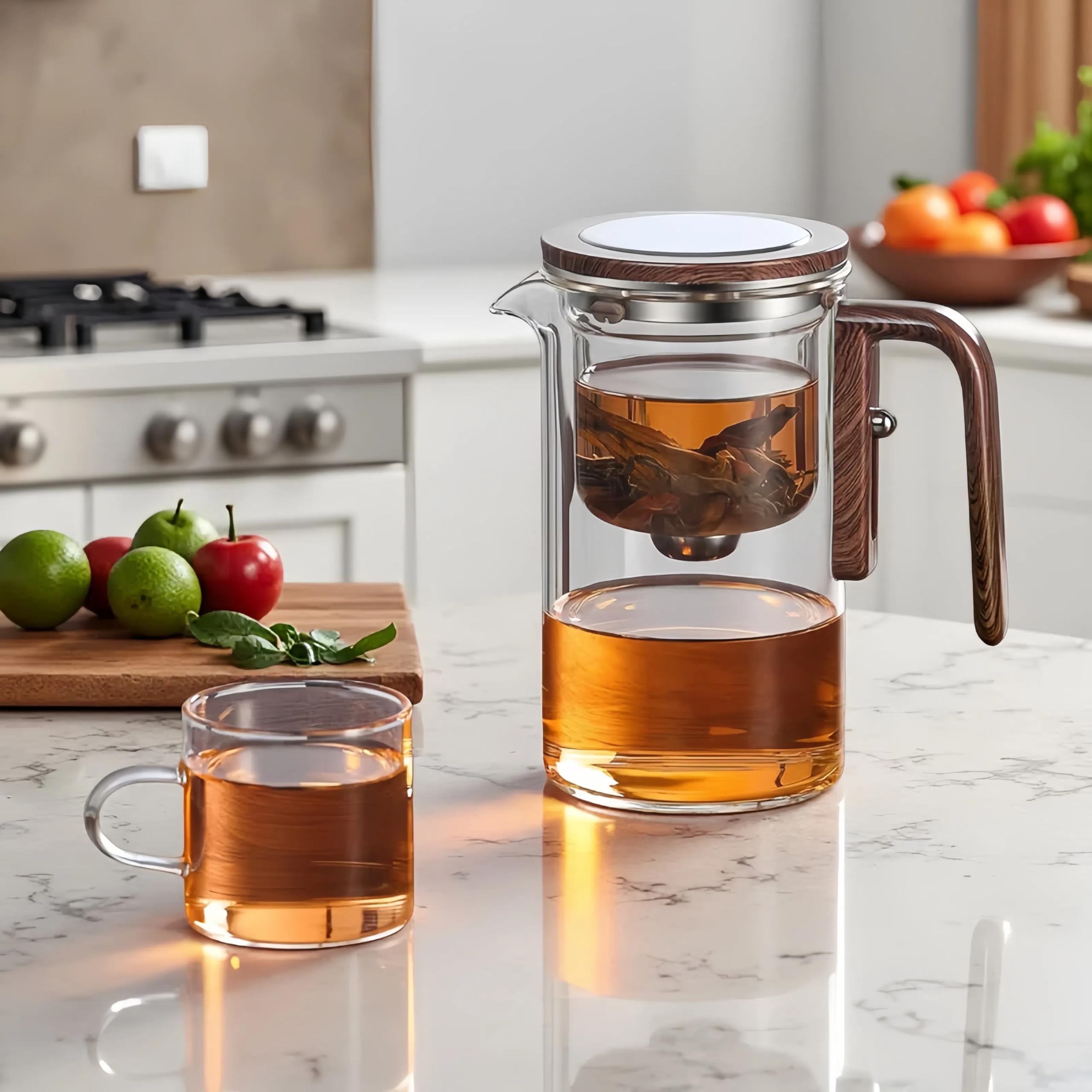 DRNKNSTX Enchanted Tea Pot infuser feature demonstrates adjustable brew control