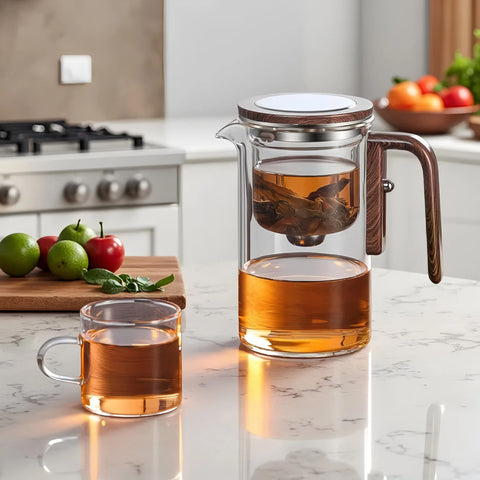 DRNKNSTX Enchanted Tea Pot infuser feature demonstrates adjustable brew control