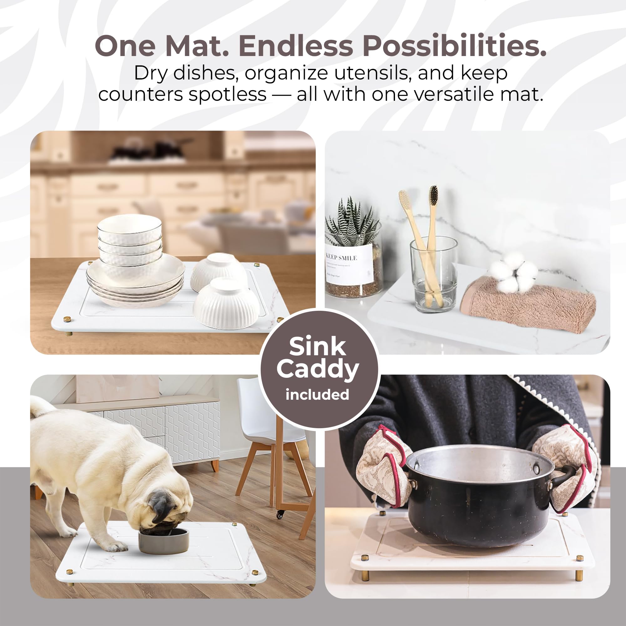 Dropereum heat-resistant mat safely handles hot pots up to 450F.