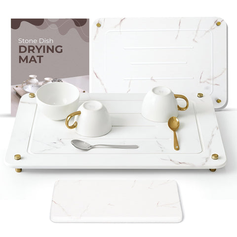 Dropereum stone drying mat on a kitchen counter for fast moisture control.