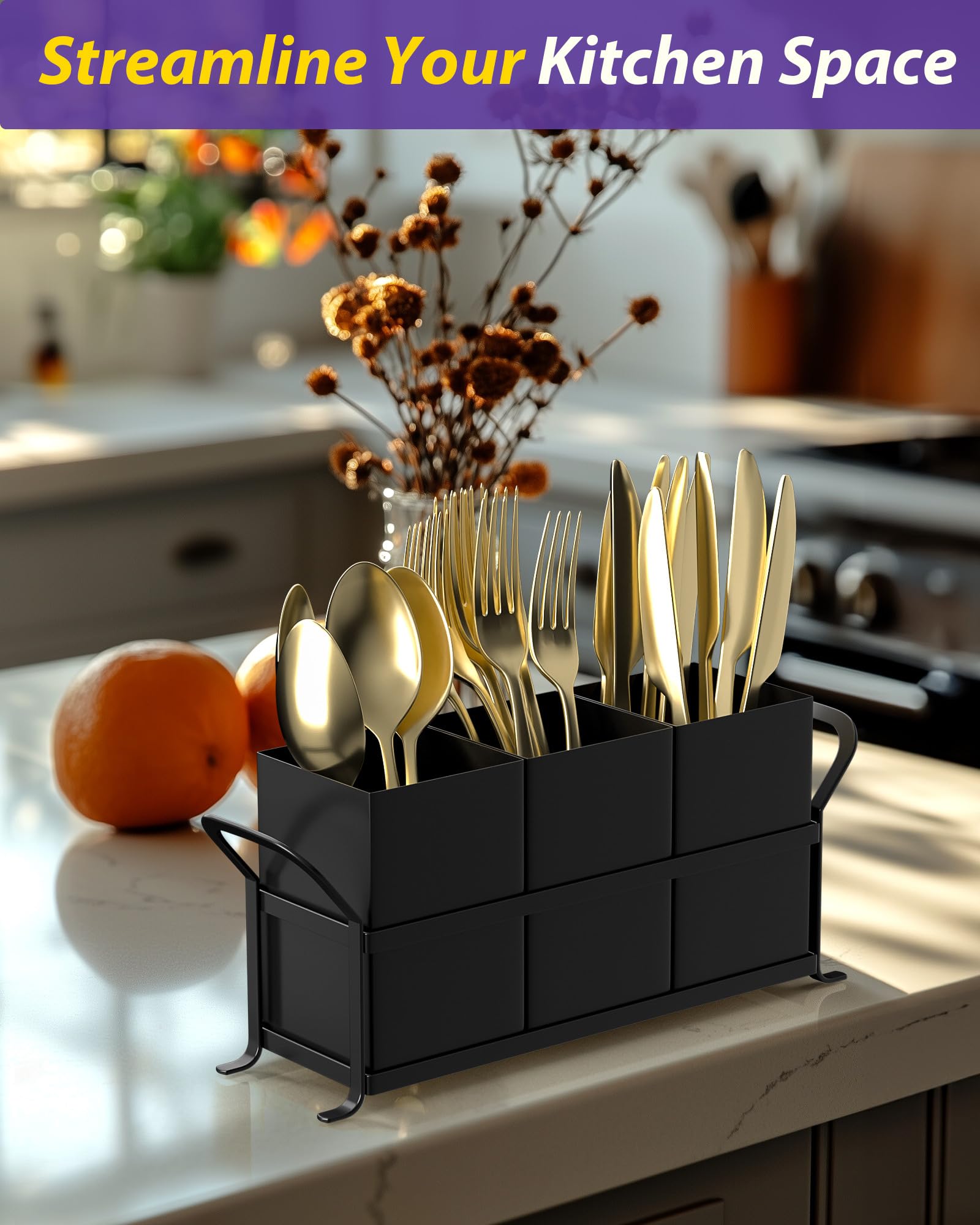 DRPORONYN compact silverware caddy fits on small countertops