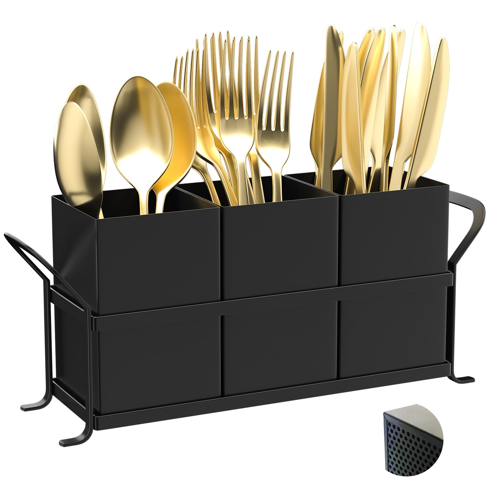 DRPORONYN silverware caddy with removable compartments for party utensils