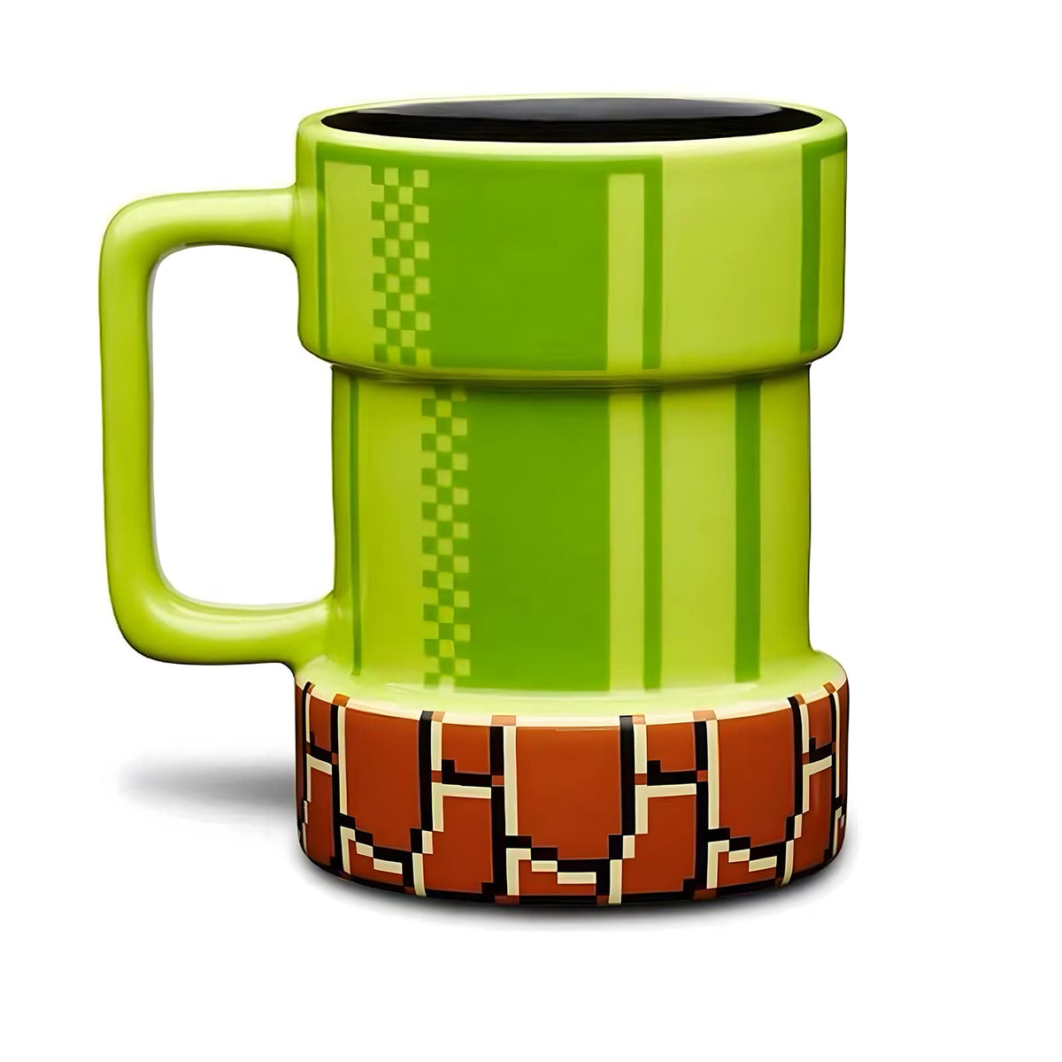 Drtupe Super Mario Pipe mug in green, front view, ideal for morning coffee rituals