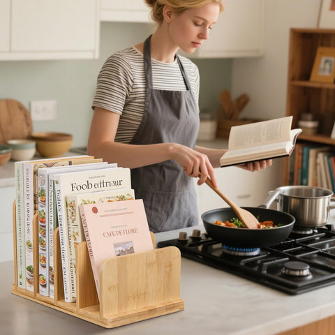 DRXX FEXE bamboo stand slots storage keeps tools and spices organized