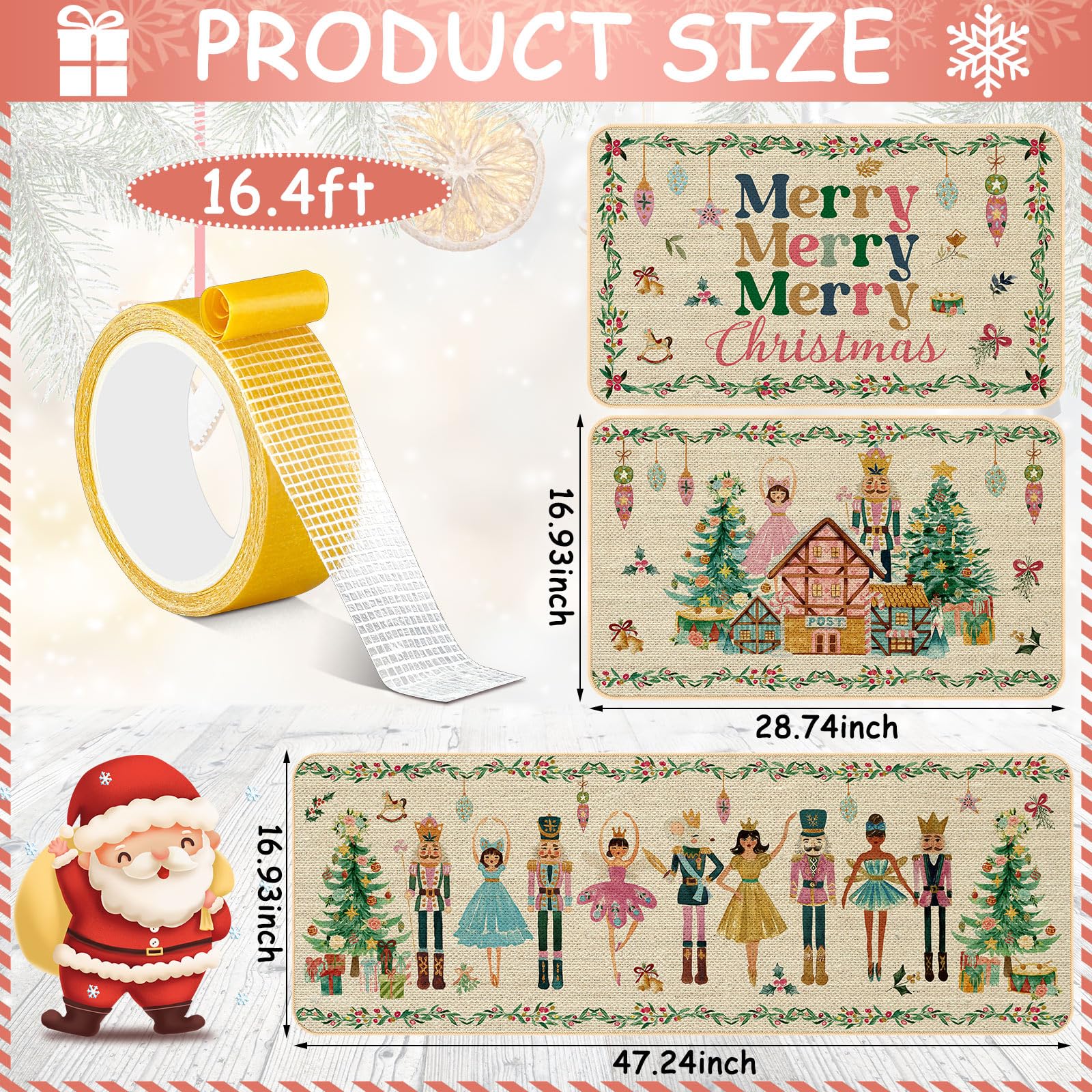 Drydiet nutcracker kitchen mat 17x47 with festive motif for entryways