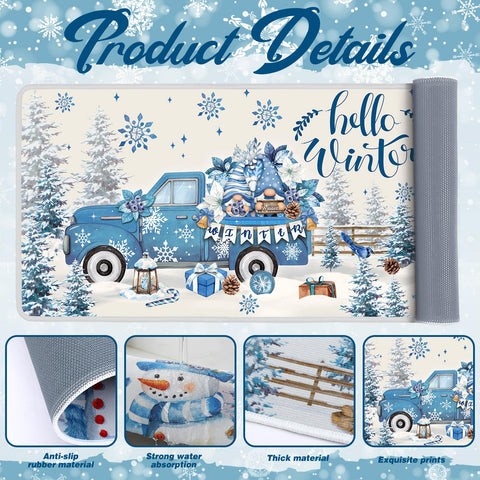 Drydiet winter kitchen rug gnome design adds festive charm to entryways.