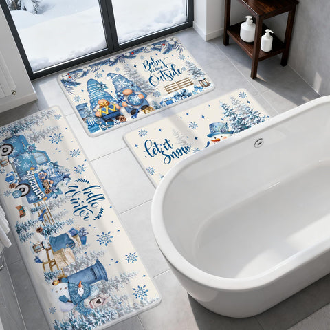 Drydiet winter kitchen rug small mat with gnome motif for cozy decor.