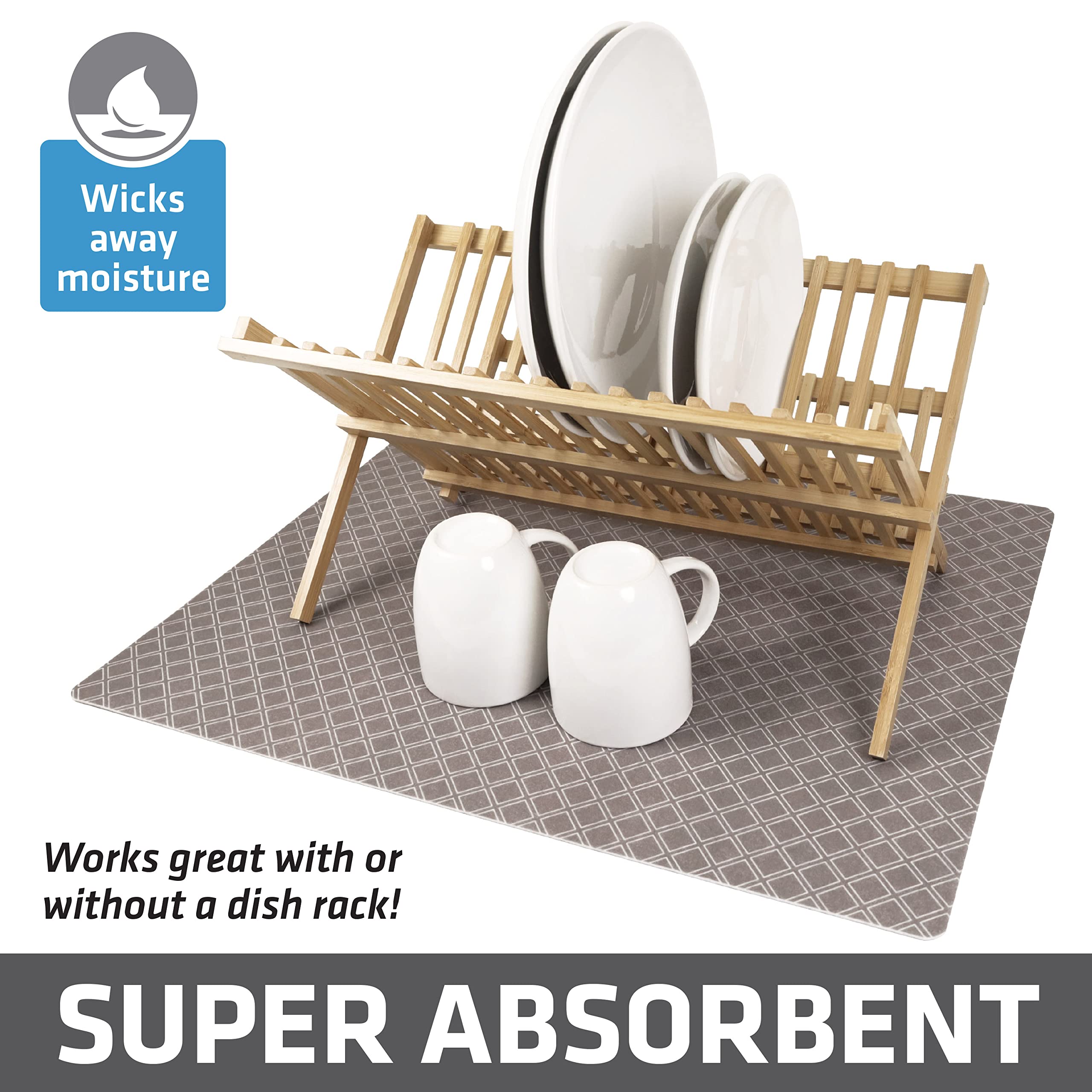 Drymate Jumbo XL waterproof backing protects counters from spills.
