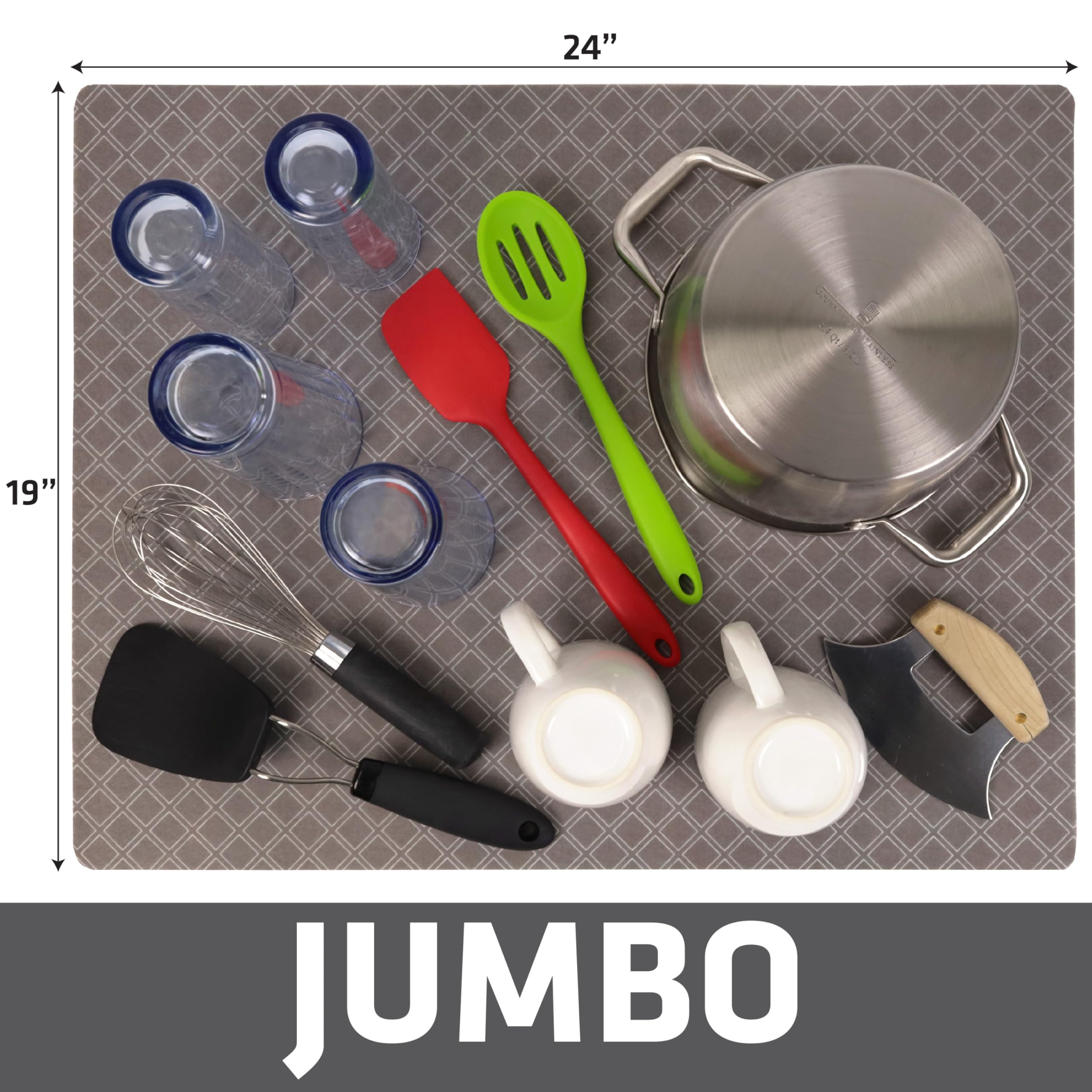 Drymate Jumbo XL under dish rack setup shows slip-resistant stability.