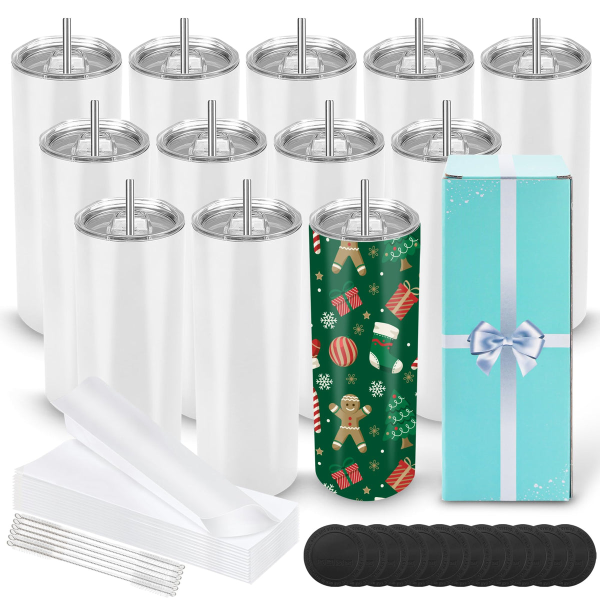 DS 12-pack sublimation tumblers with flat bottom for even heat transfer