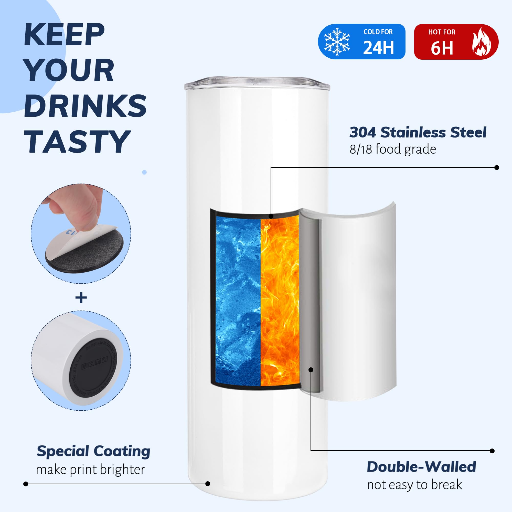 DS sublimation tumbler with right-angle bottom improves coverage