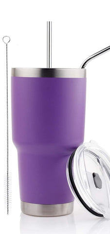 DS 30oz purple tumbler with leak-proof lid for spill-free travel.