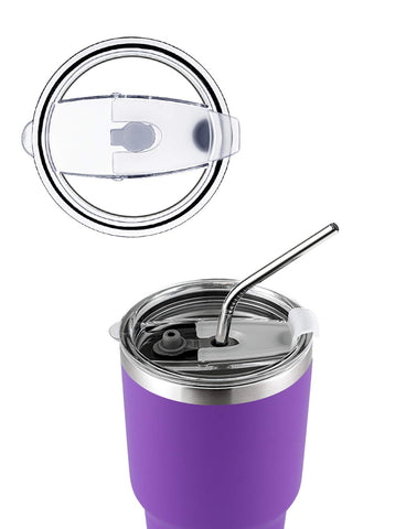 DS 30oz purple tumbler with two stainless steel straws for on-the-go hydration.