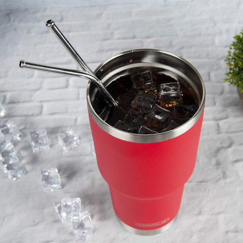 DS 30oz red tumbler double-wall insulation preserves drinks at optimal temps.