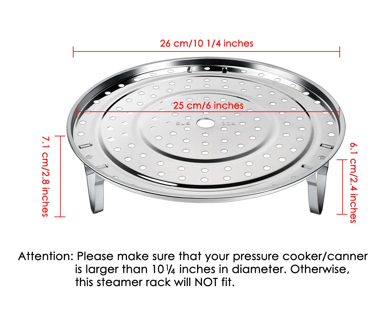 DS. DISTINCTIVE STYLE steamer rack shown with 26 cm diameter in a large pot