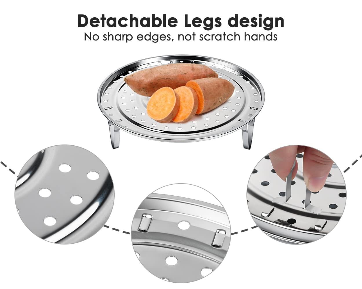 DS. DISTINCTIVE STYLE steamer rack placed inside a pot for efficient steam cooking
