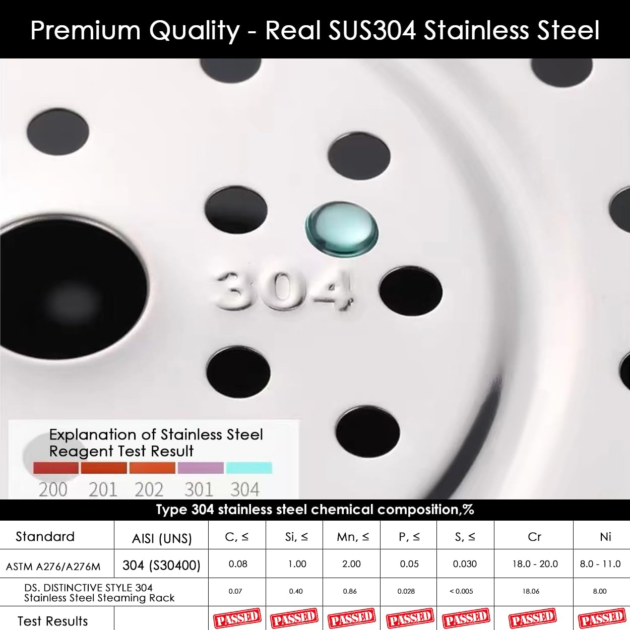 DS. DISTINCTIVE STYLE steamer rack with removable legs for elevated steaming