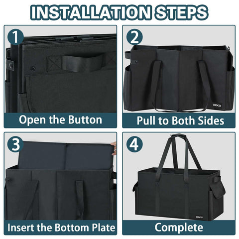 DSDCDJ tote fits neatly in car trunk for groceries and trips.