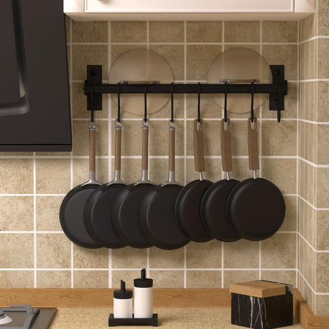 Dseap pot pan rack with 8 hooks keeps cookware within easy reach