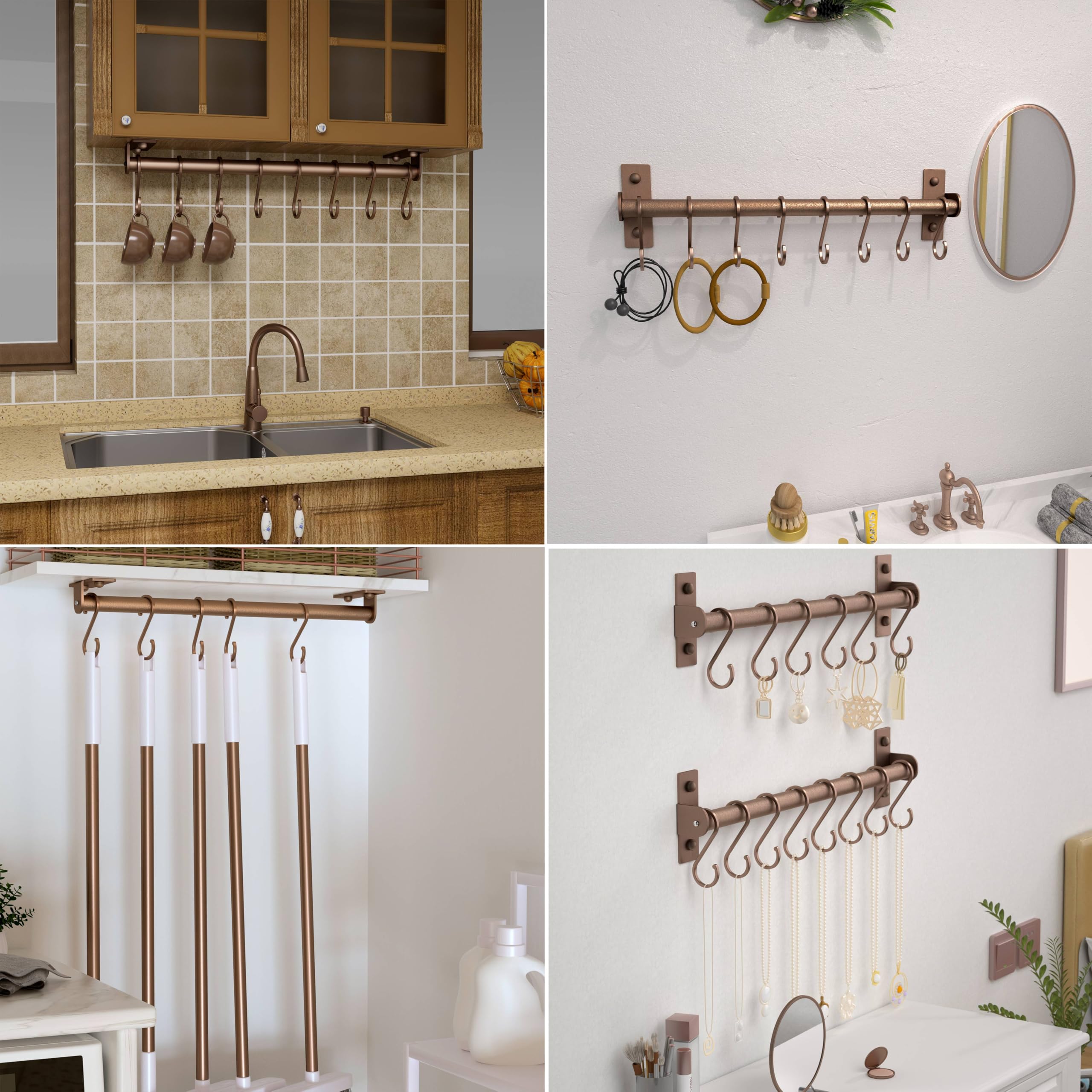 Dseap hooks hold spoons and mugs, saving counter space