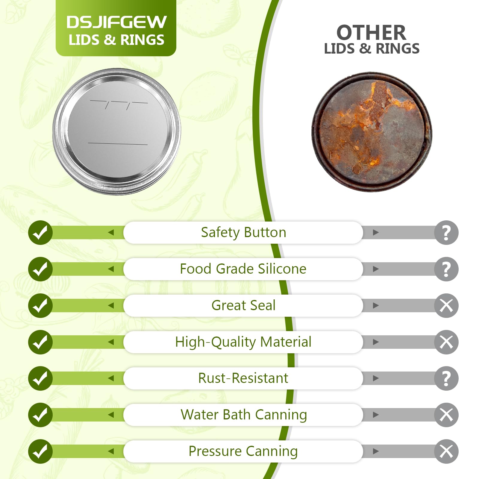 DSJIFGEW rings and lids for Ball and Kerr jars with reusable rings