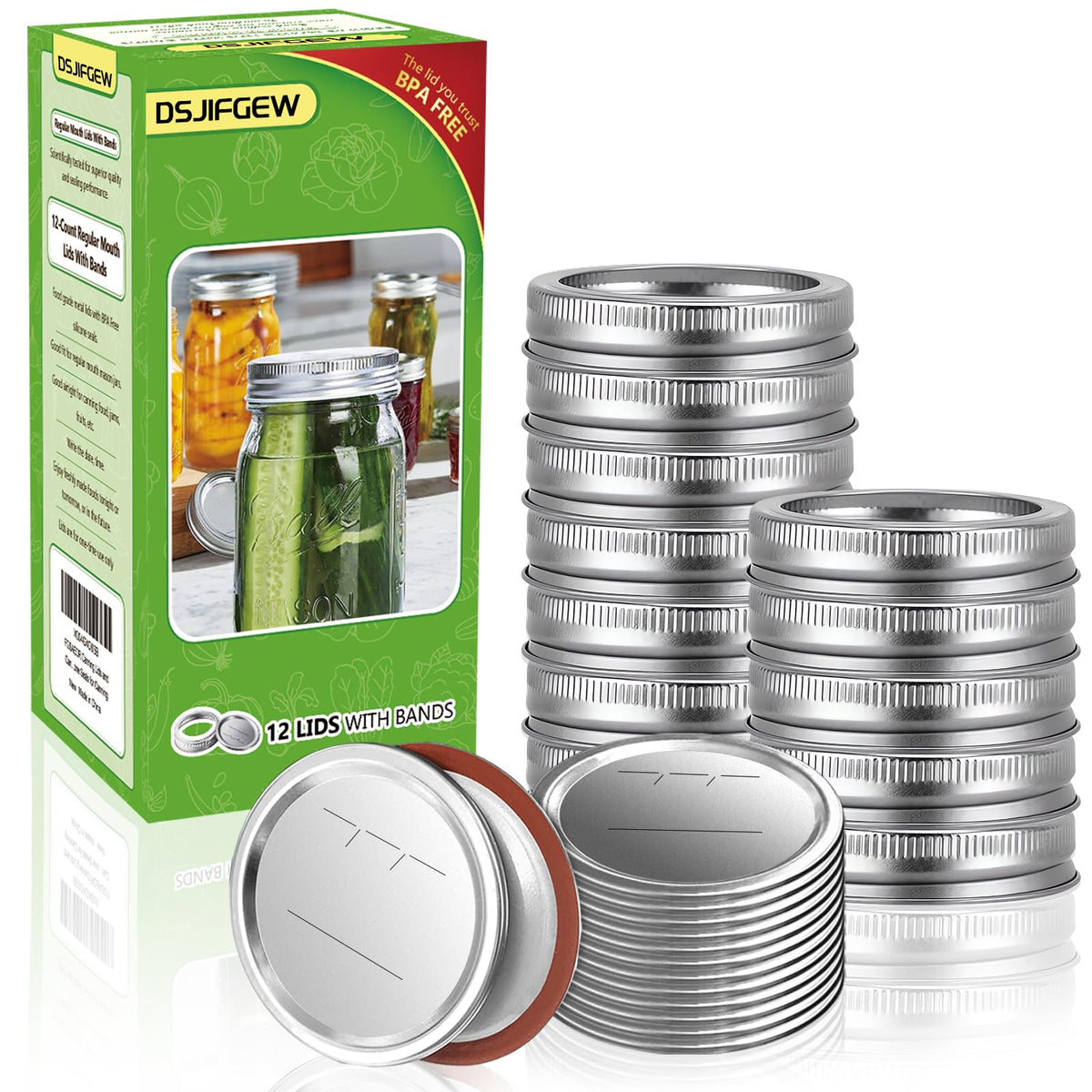 DSJIFGEW regular-mouth lids 24pks for reliable standard jar canning