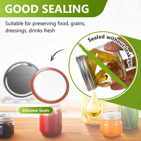 DSJIFGEW silicone-seal lids provide airtight closure for fresh jams
