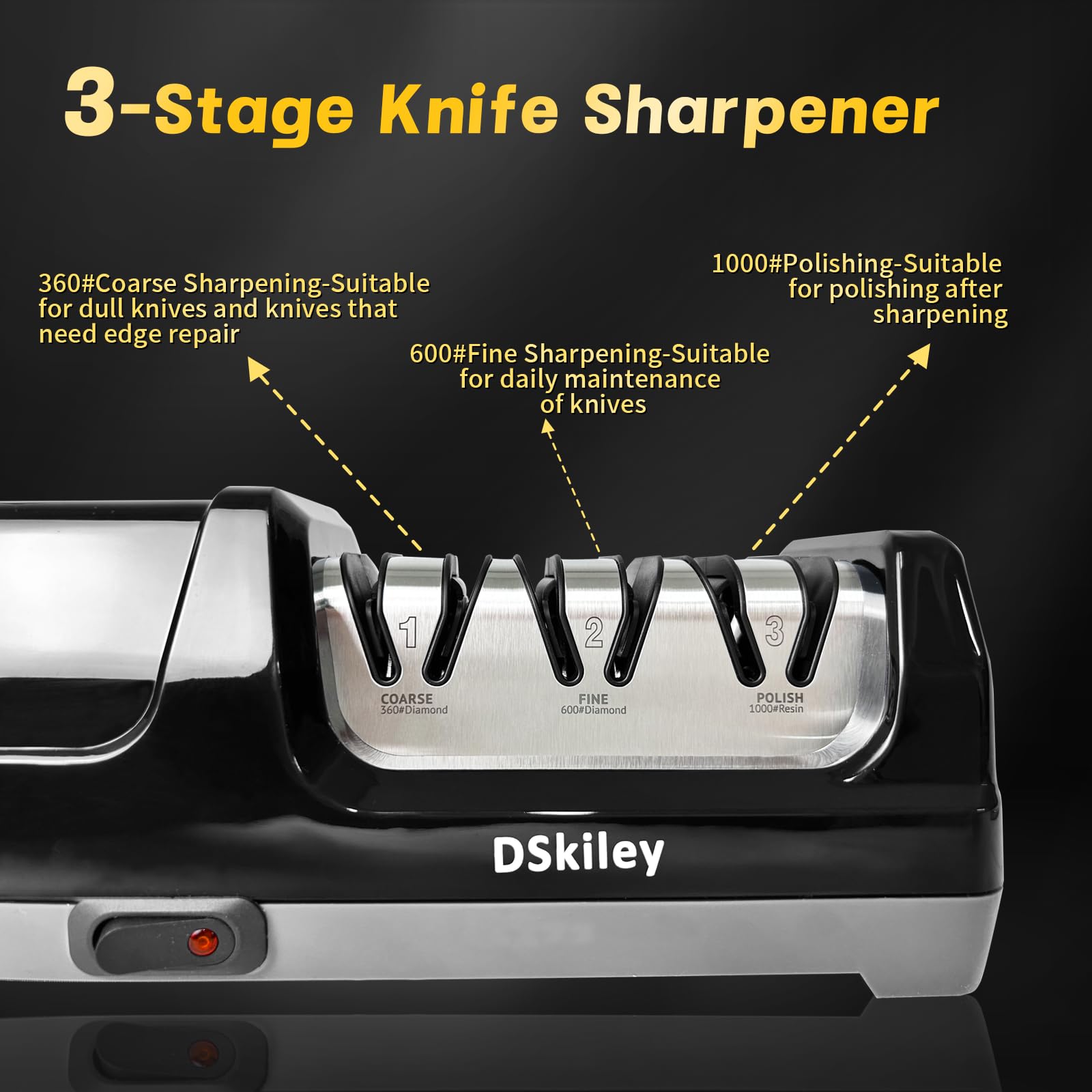 DSKiley sharpener features a stable motor to prevent overheating during use.
