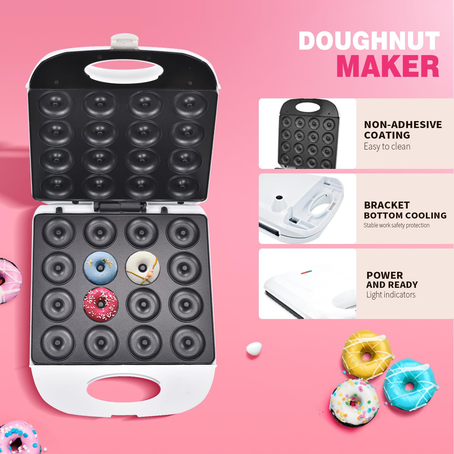 DSP All-in-One donut maker bakes small donuts quickly for snacks