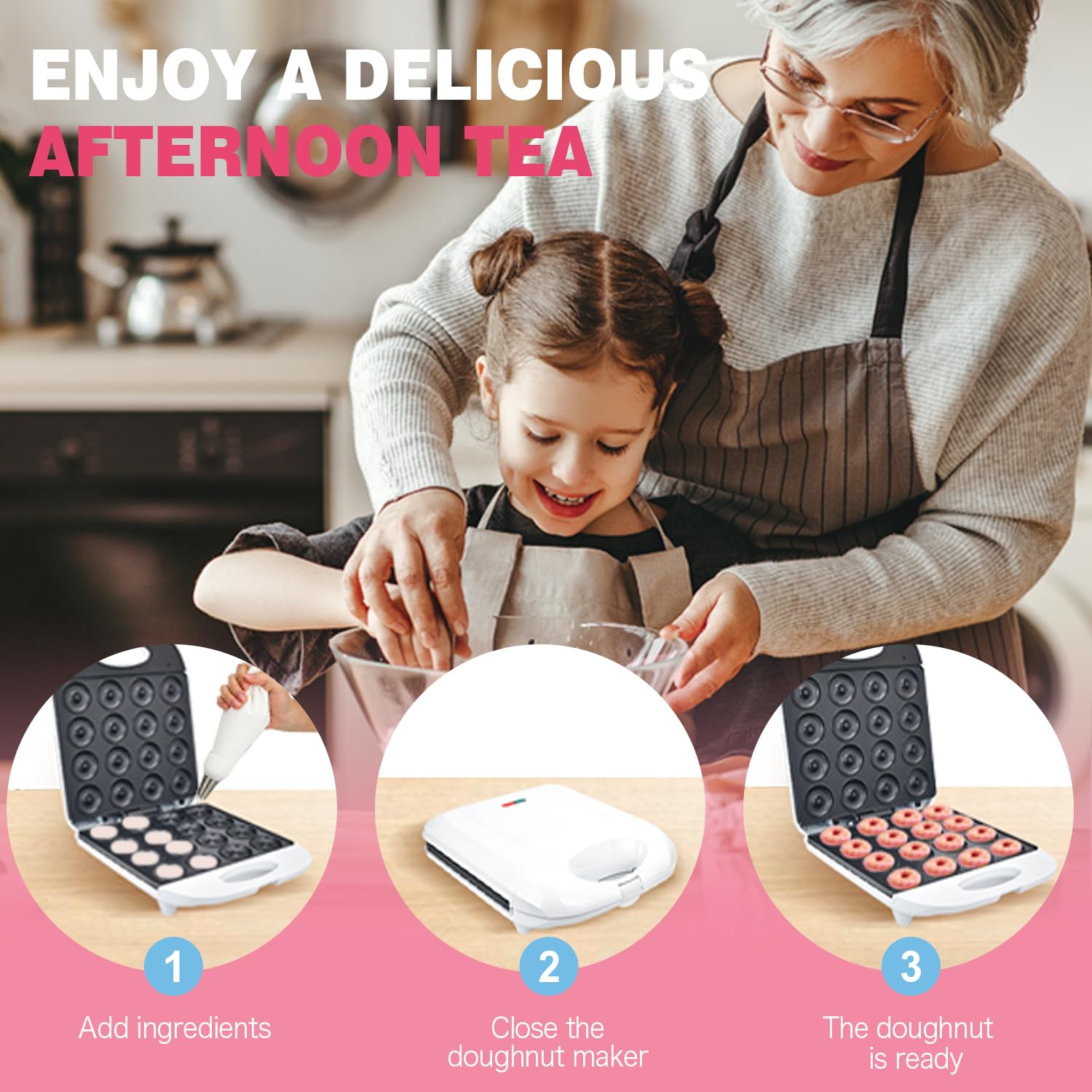 DSP donut maker includes handy accessories for baking and decorating